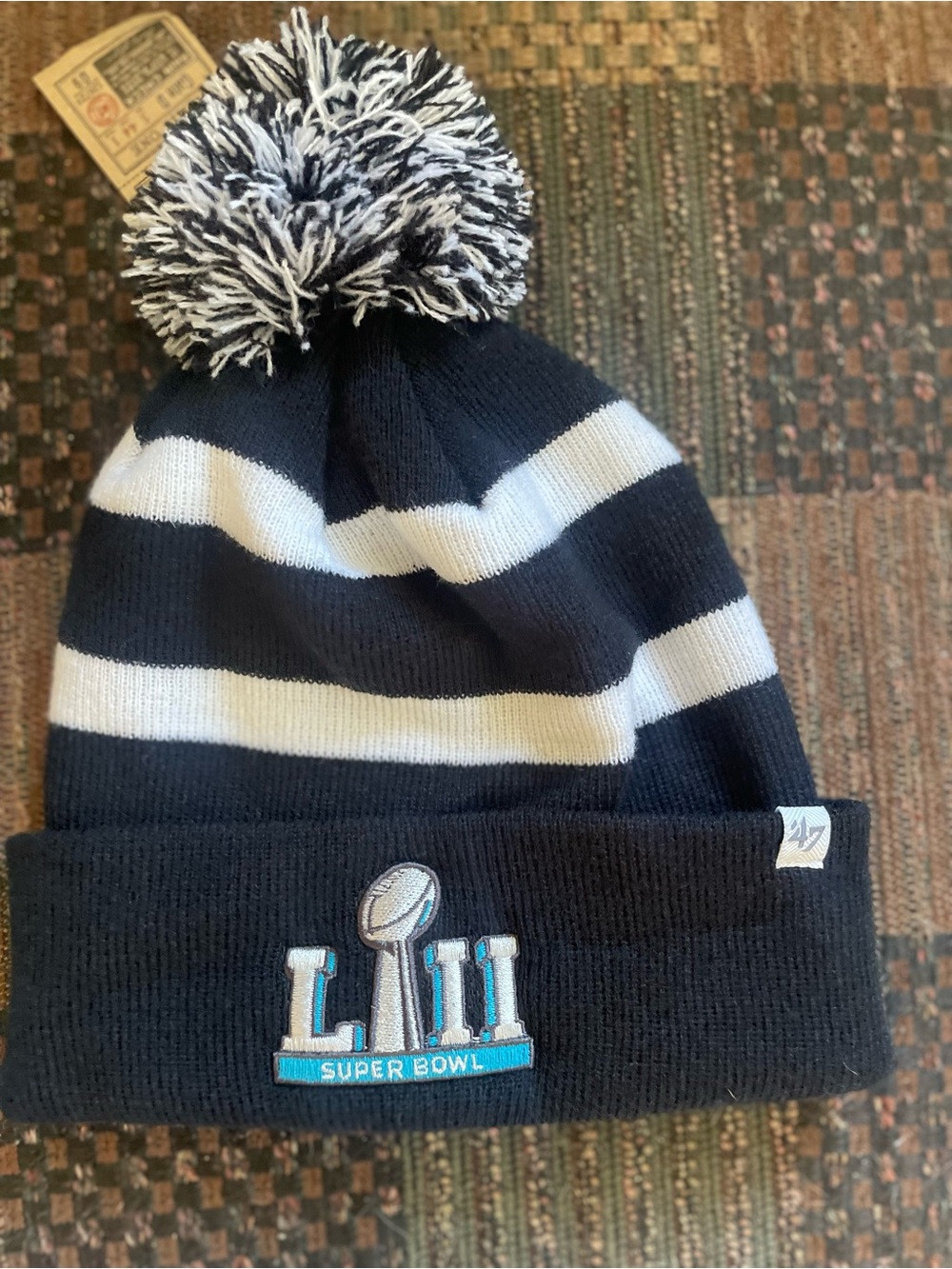47 Brand Kids Super Bowl LII Pom Beanie - Black & White